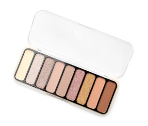 Photo of One beautiful eyeshadow palette isolated on white, top view