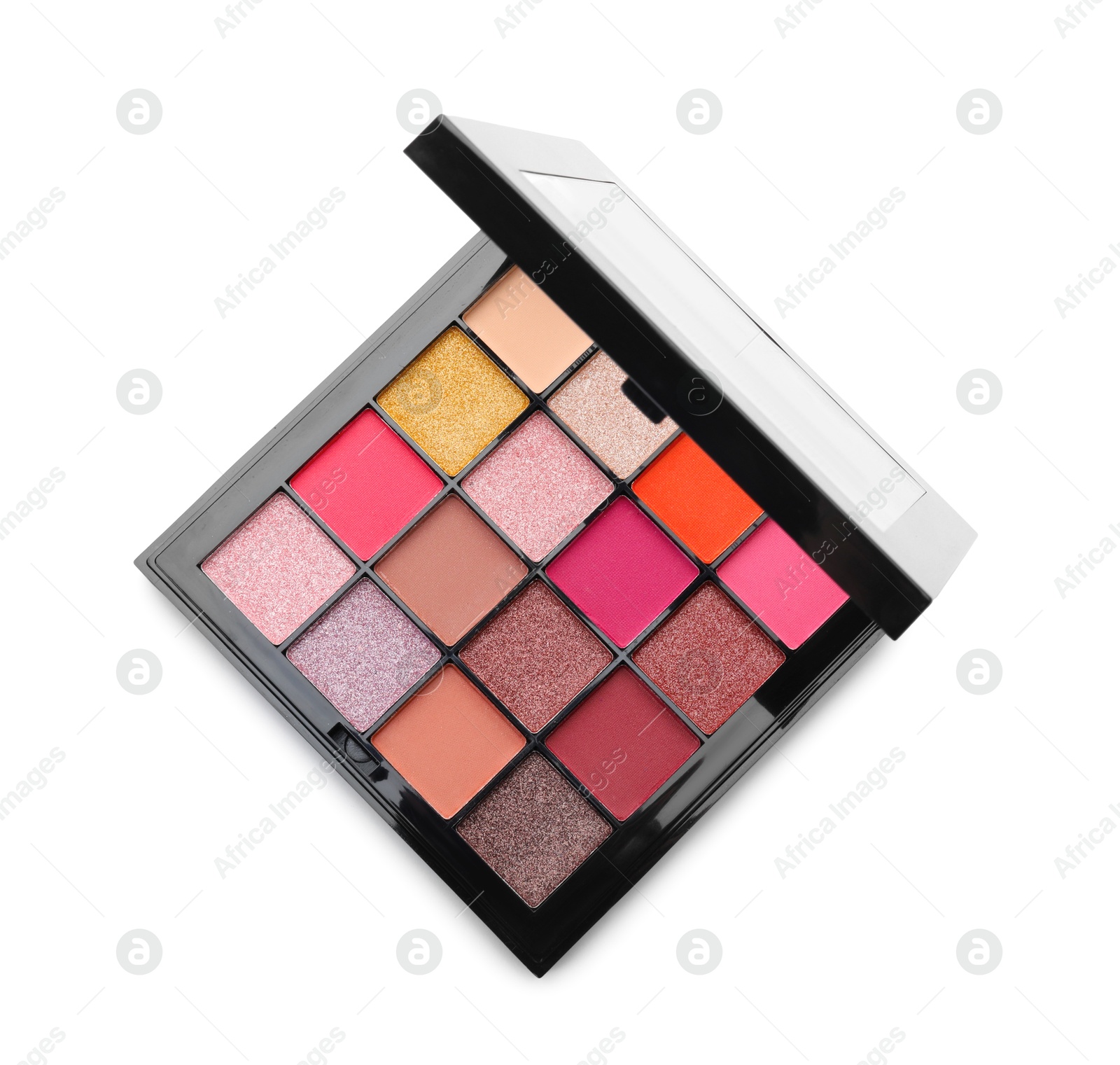 Photo of One beautiful eyeshadow palette isolated on white, top view