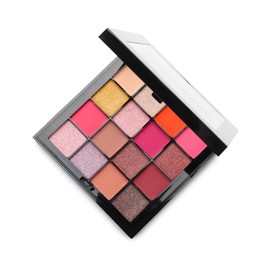 Photo of One beautiful eyeshadow palette isolated on white, top view
