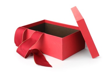 Photo of One opened gift box isolated on white