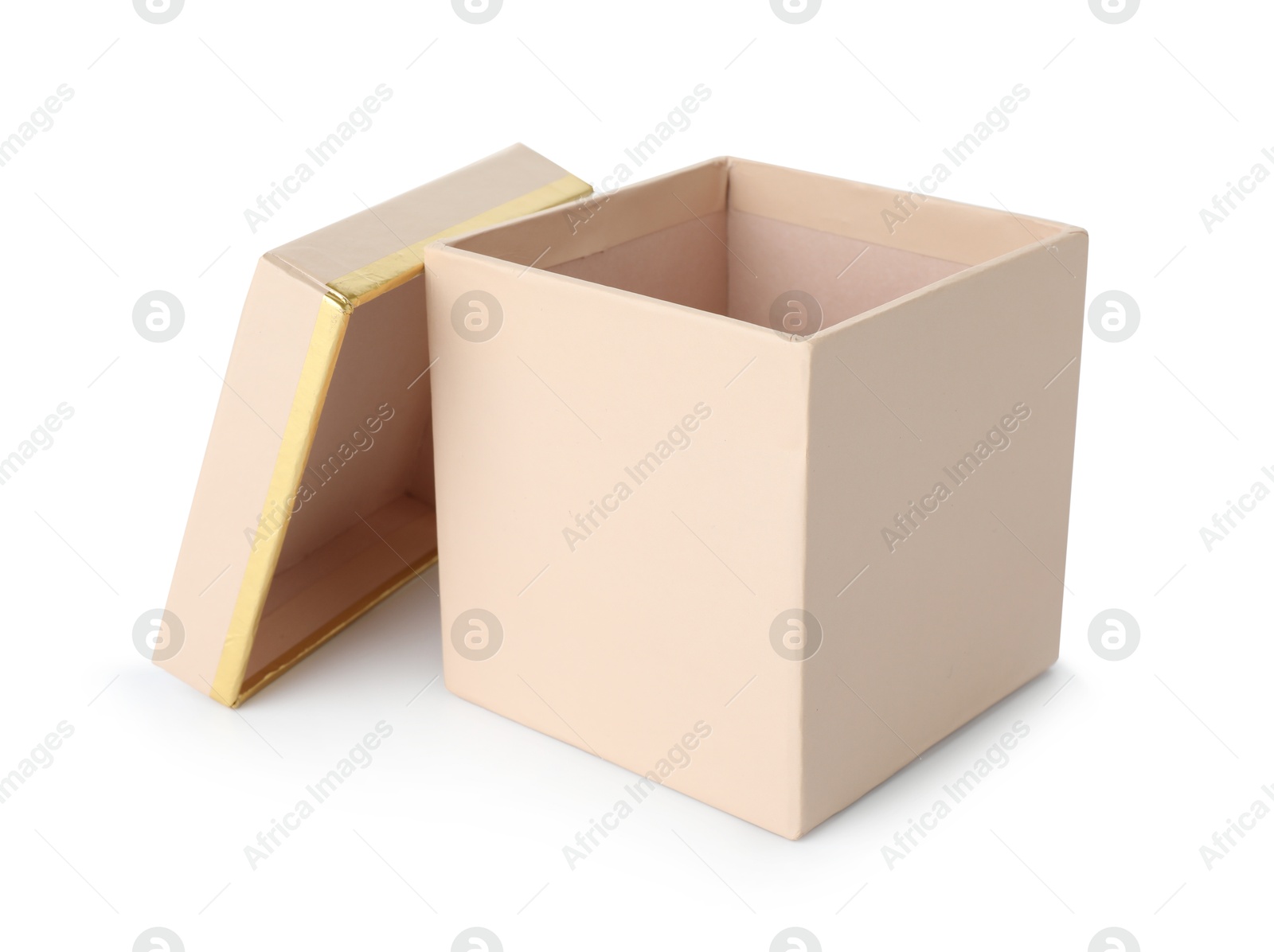 Photo of One opened gift box isolated on white