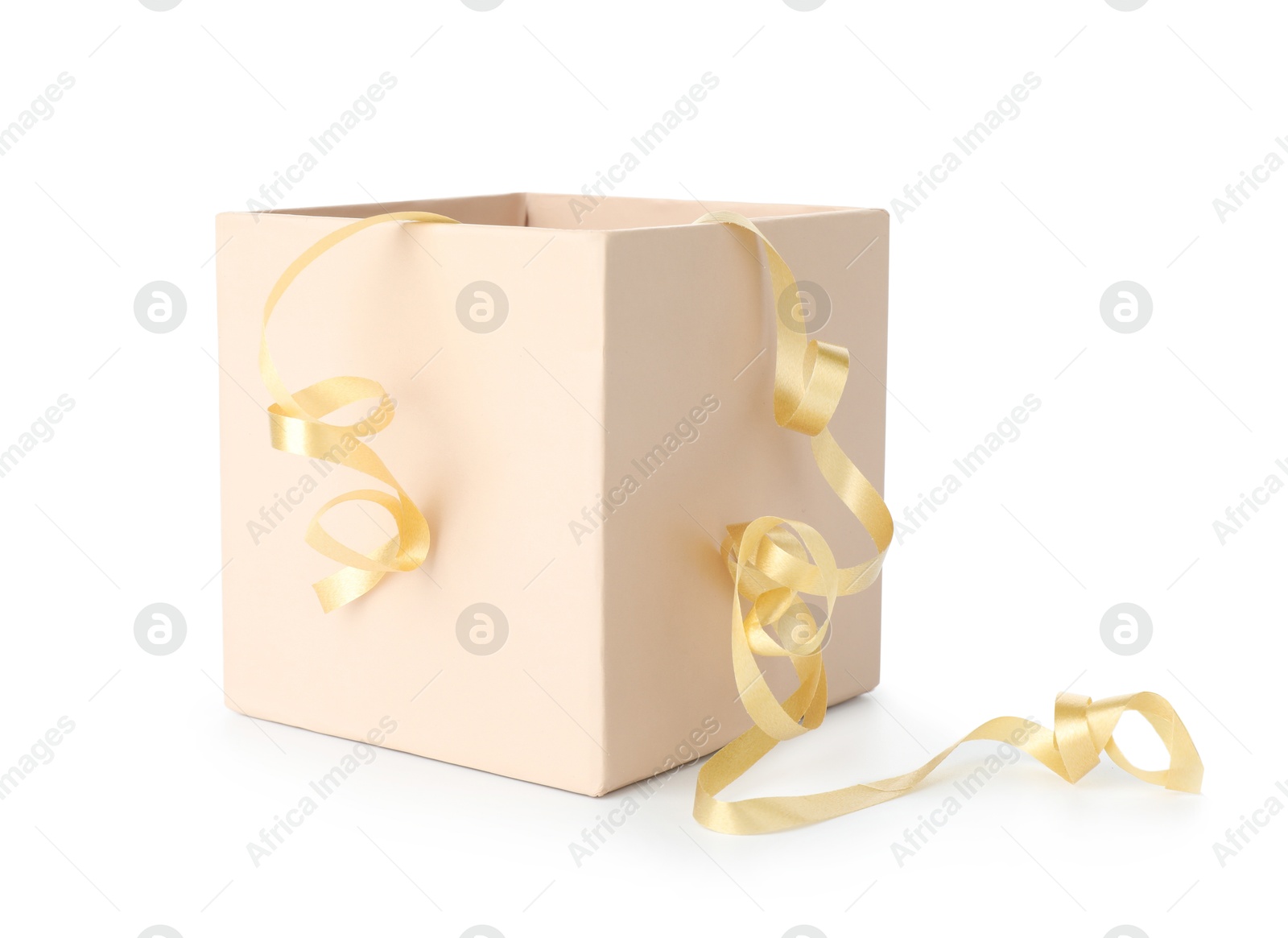 Photo of One opened gift box isolated on white