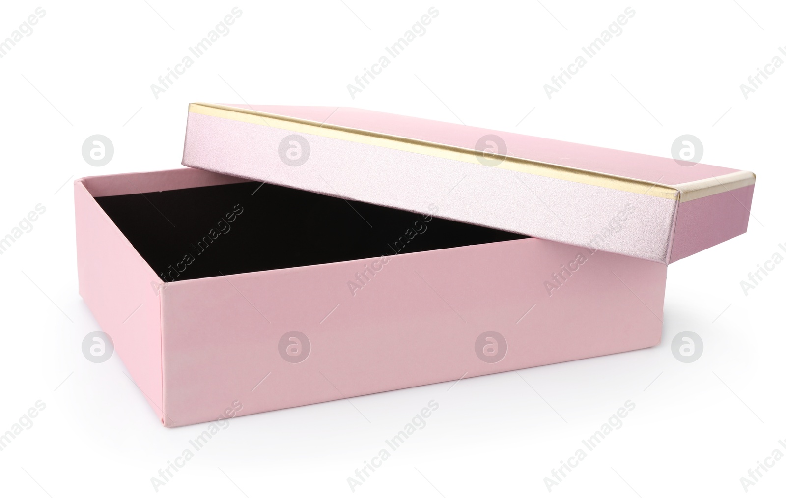 Photo of One opened gift box isolated on white
