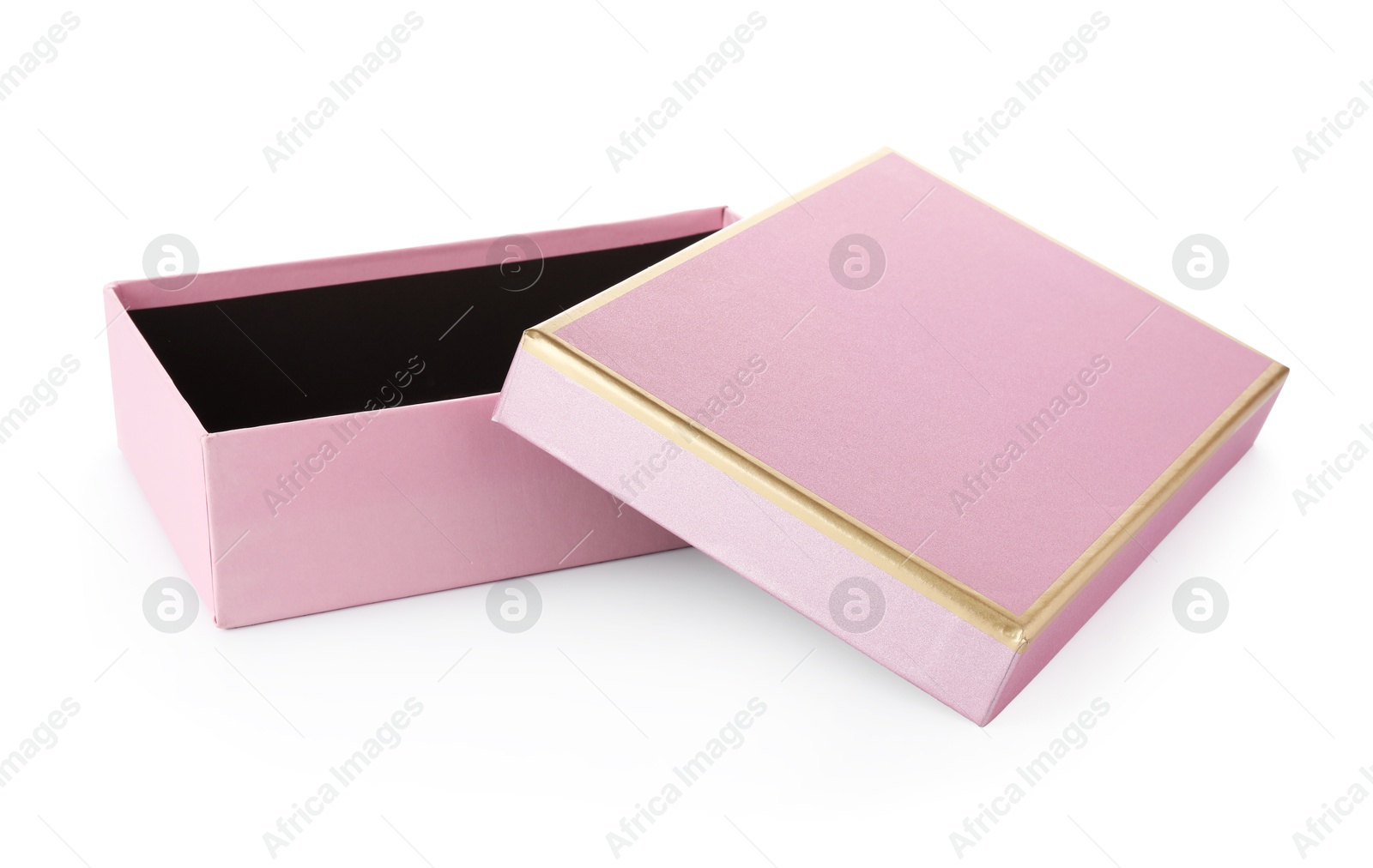 Photo of One opened gift box isolated on white