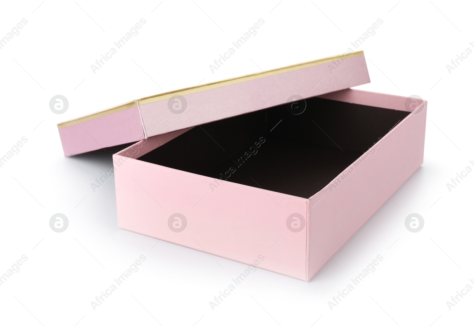 Photo of One opened gift box isolated on white