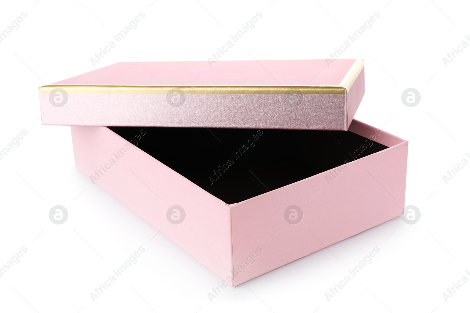 Photo of One opened gift box isolated on white