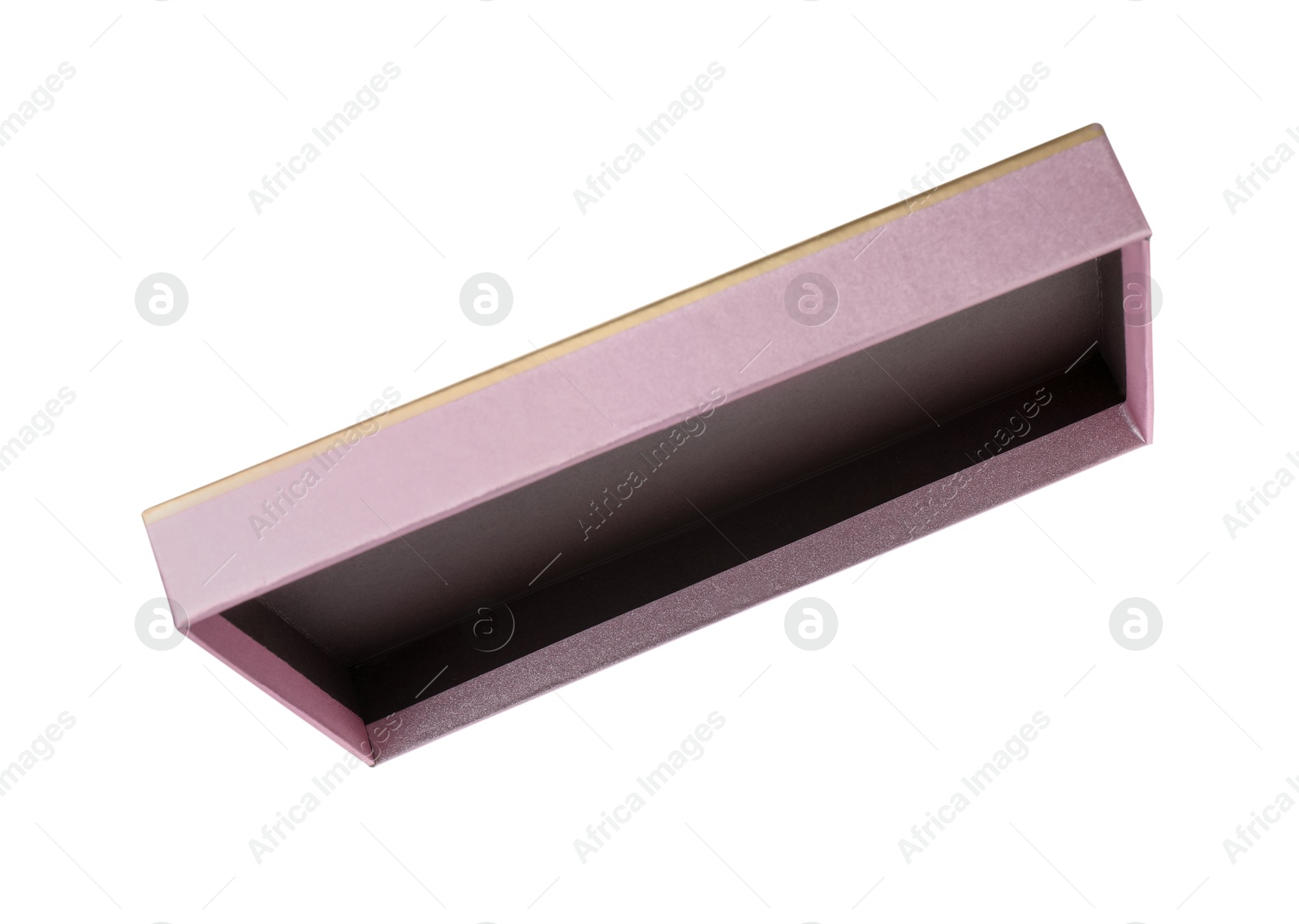 Photo of One pink lid from gift box isolated on white