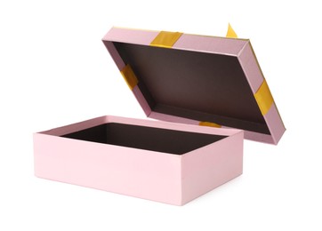 Photo of One opened gift box isolated on white
