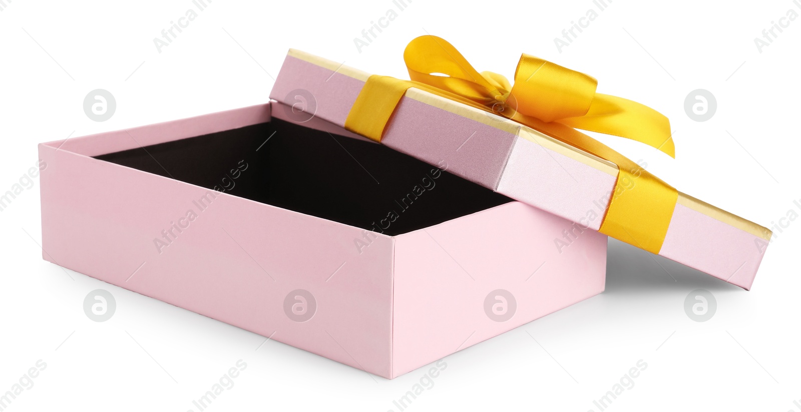 One opened gift box isolated on white Photo of One opened gift box isolated on white
