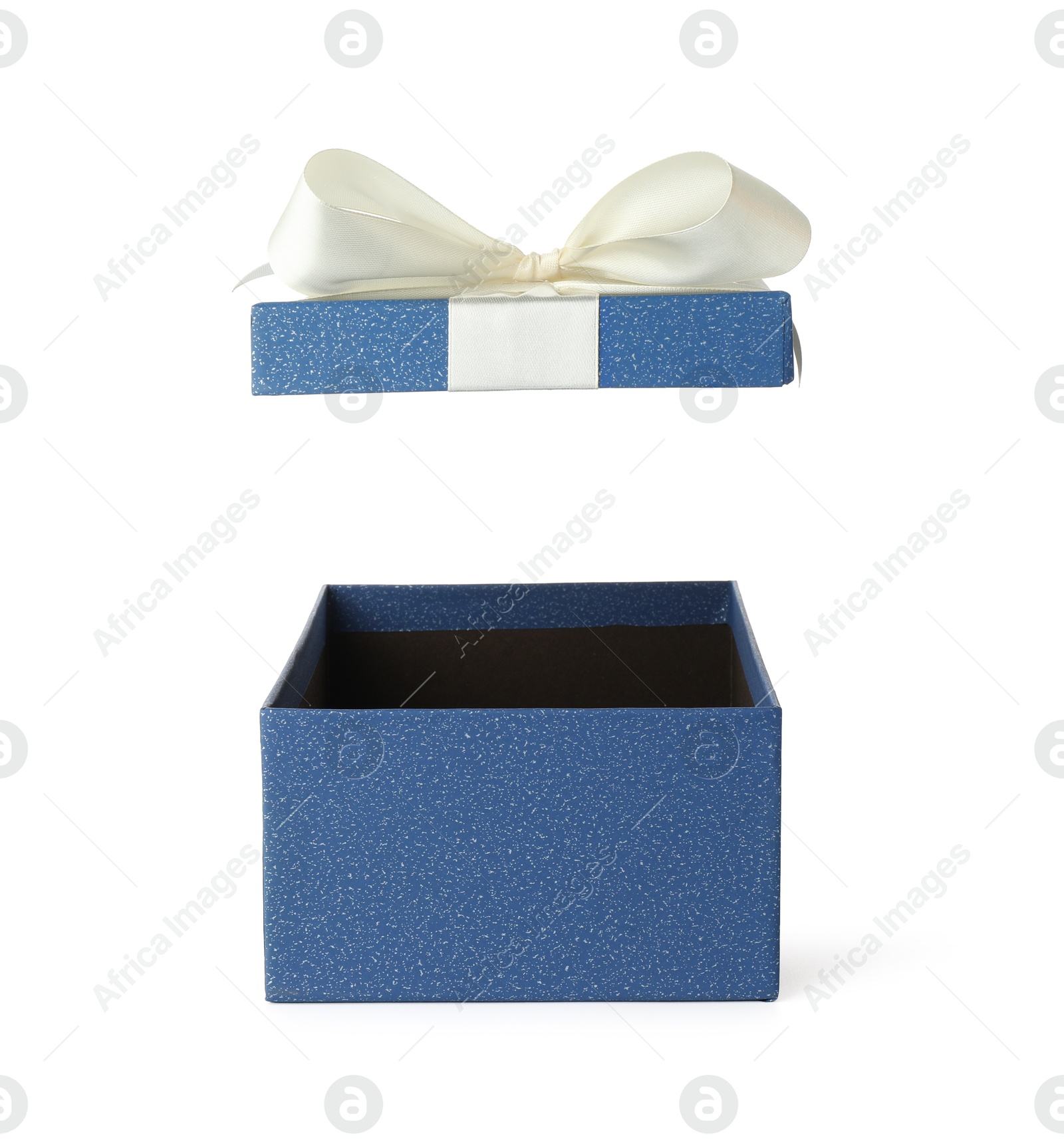 One opened gift box isolated on white Photo of One opened gift box isolated on white
