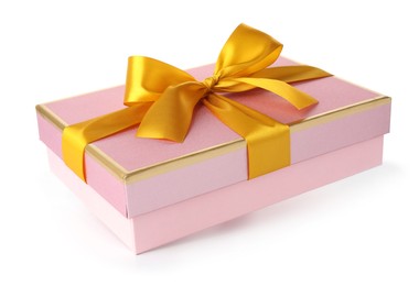 Photo of Beautiful gift box with bow isolated on white