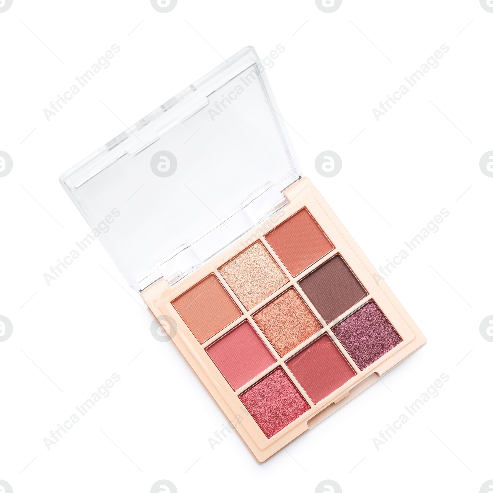 Photo of One beautiful eyeshadow palette isolated on white, top view