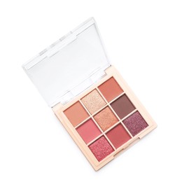 Photo of One beautiful eyeshadow palette isolated on white, top view