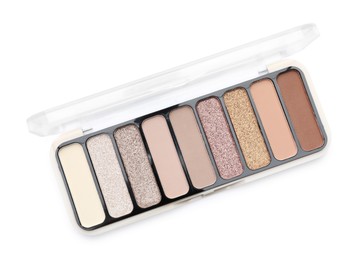 Photo of One beautiful eyeshadow palette isolated on white, top view