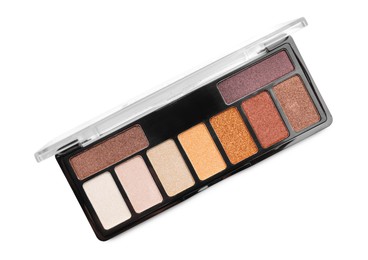 Photo of One beautiful eyeshadow palette isolated on white, top view