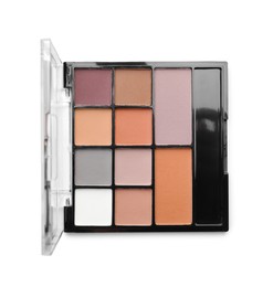 Photo of One beautiful eyeshadow palette isolated on white, top view