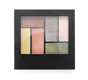 Photo of One beautiful eyeshadow palette isolated on white, top view