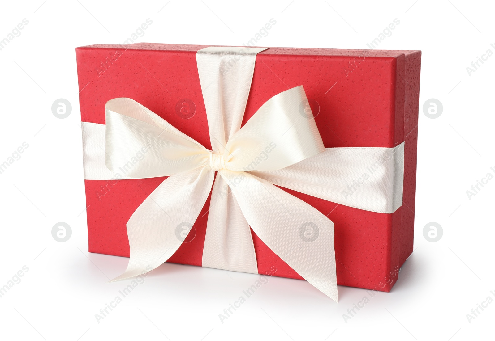 Photo of Beautiful gift box with bow isolated on white