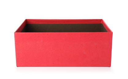 Photo of One open gift box isolated on white