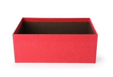 Photo of One open gift box isolated on white
