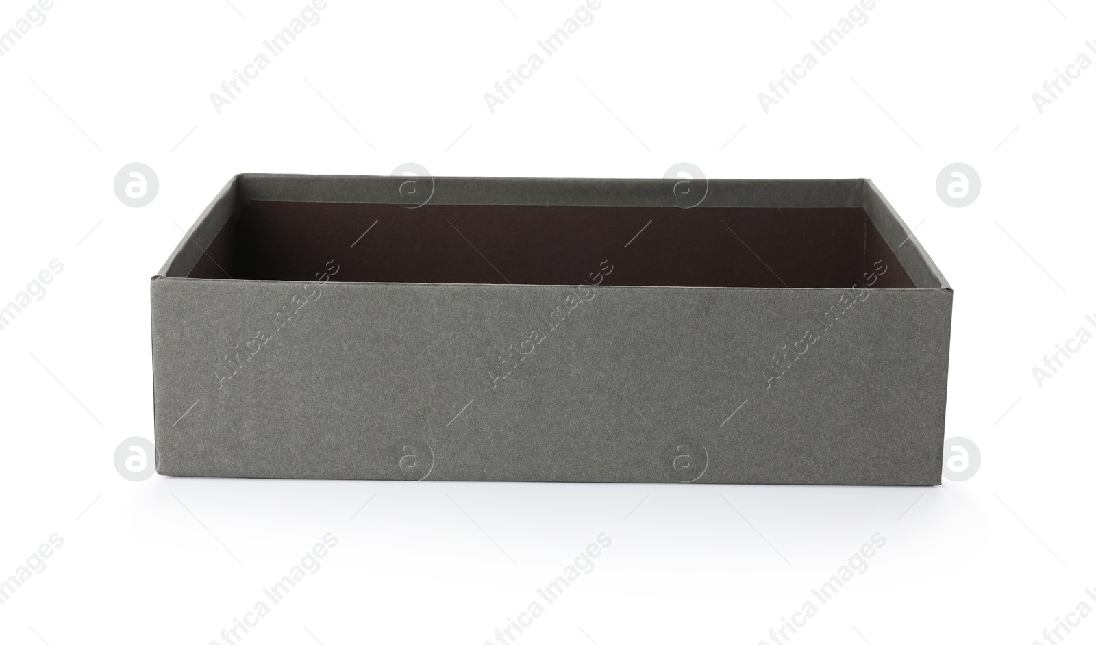 Photo of One open gift box isolated on white