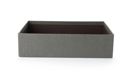 Photo of One open gift box isolated on white