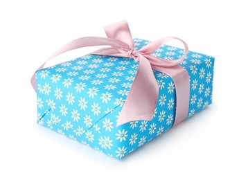 Photo of Beautiful gift box with bow isolated on white
