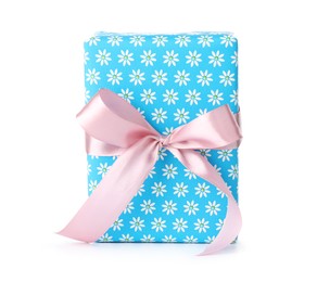 Photo of Beautiful gift box with bow isolated on white