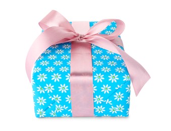 Photo of Beautiful gift box with bow isolated on white