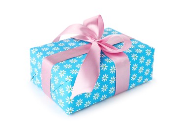Photo of Beautiful gift box with bow isolated on white