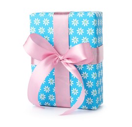 Photo of Beautiful gift box with bow isolated on white