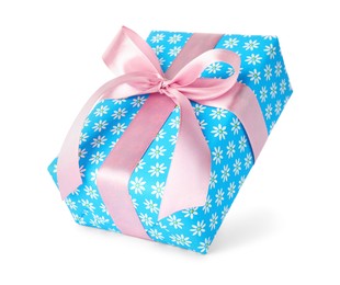 Photo of Beautiful gift box with bow isolated on white