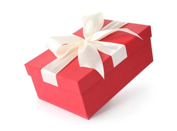 Photo of Beautiful gift box with bow isolated on white