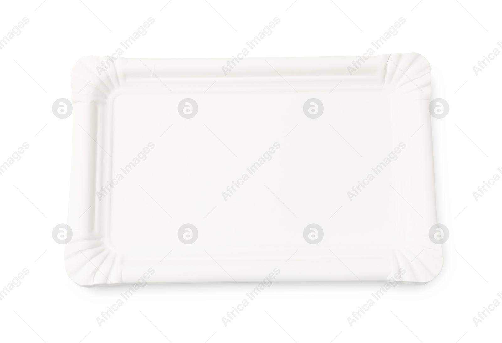 Set of disposable trays isolated on white, top view Photo of Set of disposable trays isolated on white, top view