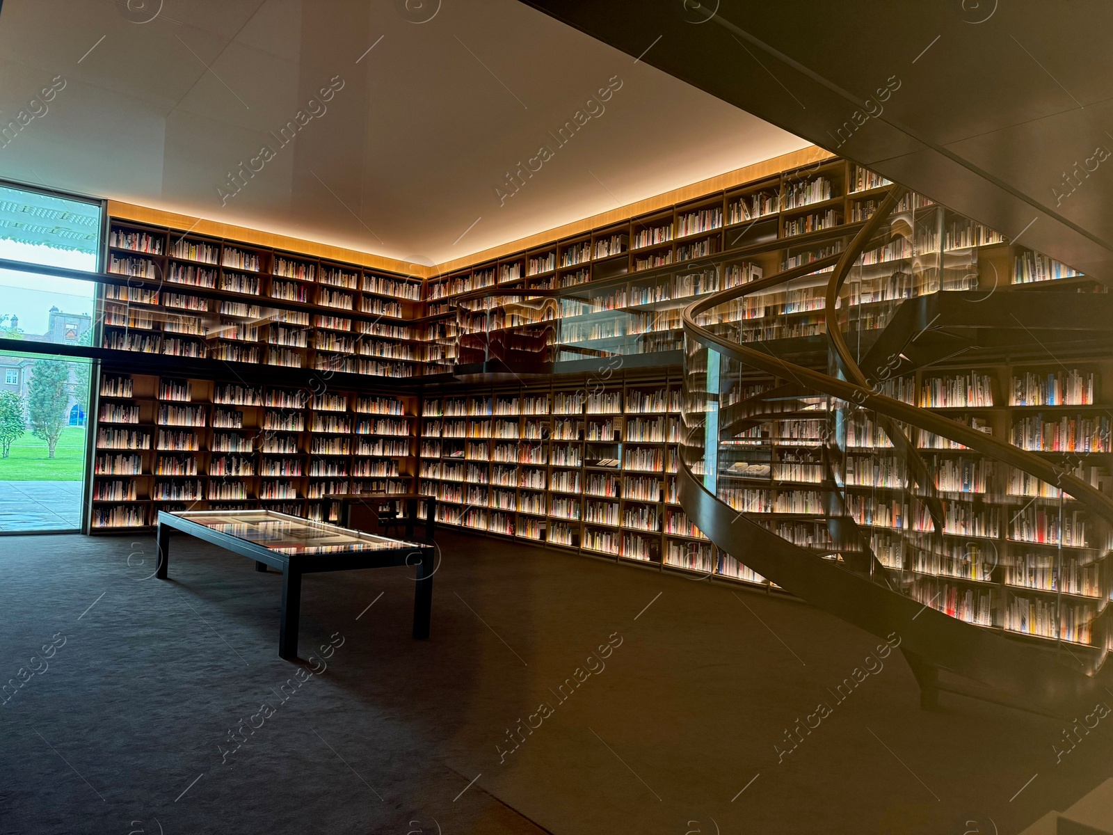 Photo of Wassenaar, Netherlands - April 24, 2025: Beautiful library with many books at Voorlinden museum