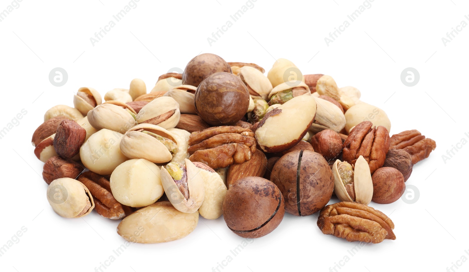 Photo of Mix of different nuts isolated on white