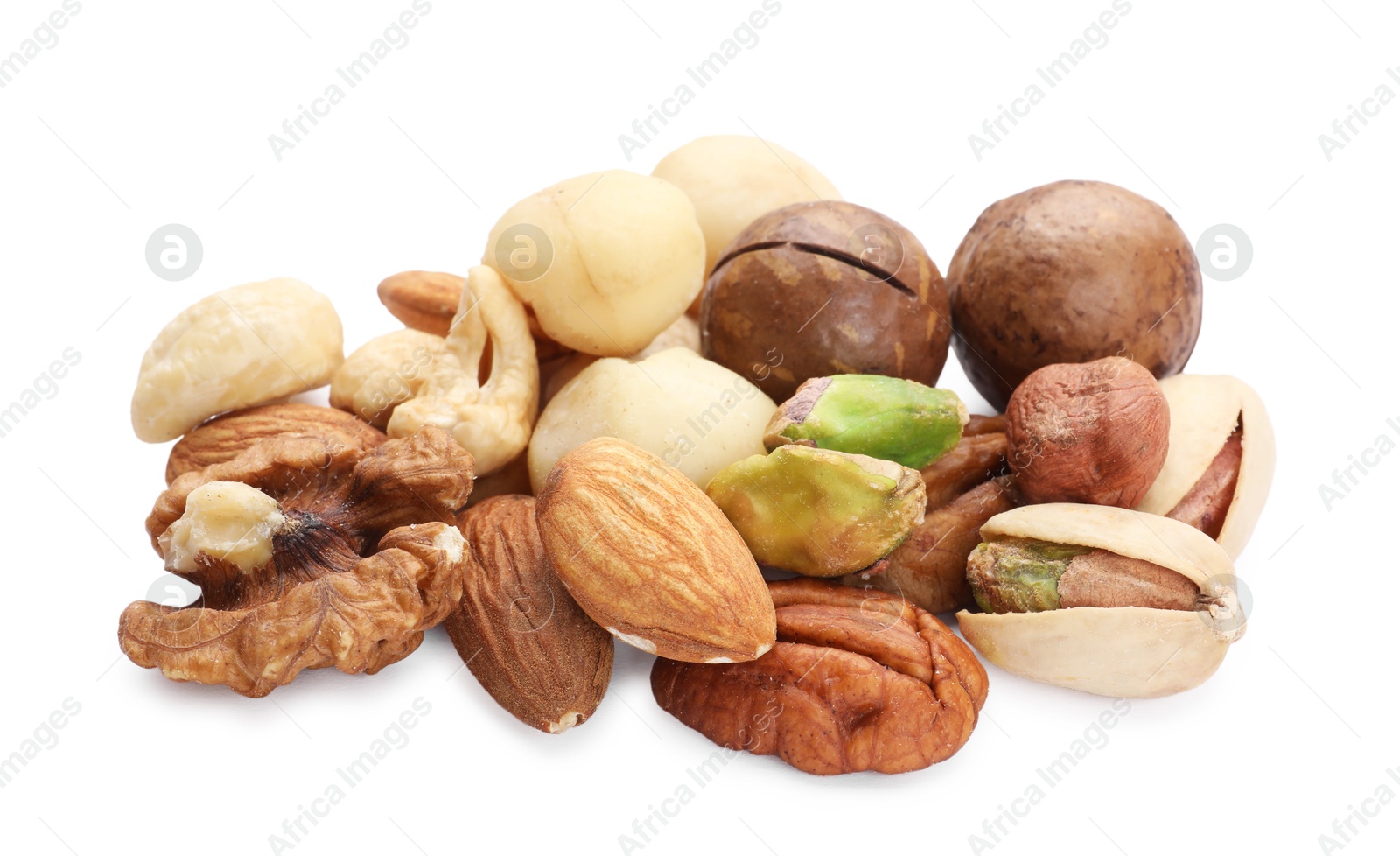 Photo of Mix of different nuts isolated on white