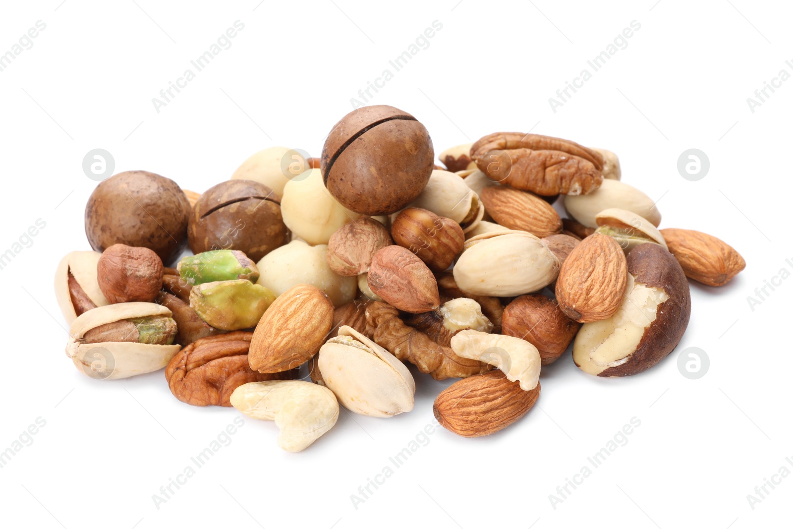 Photo of Mix of different nuts isolated on white
