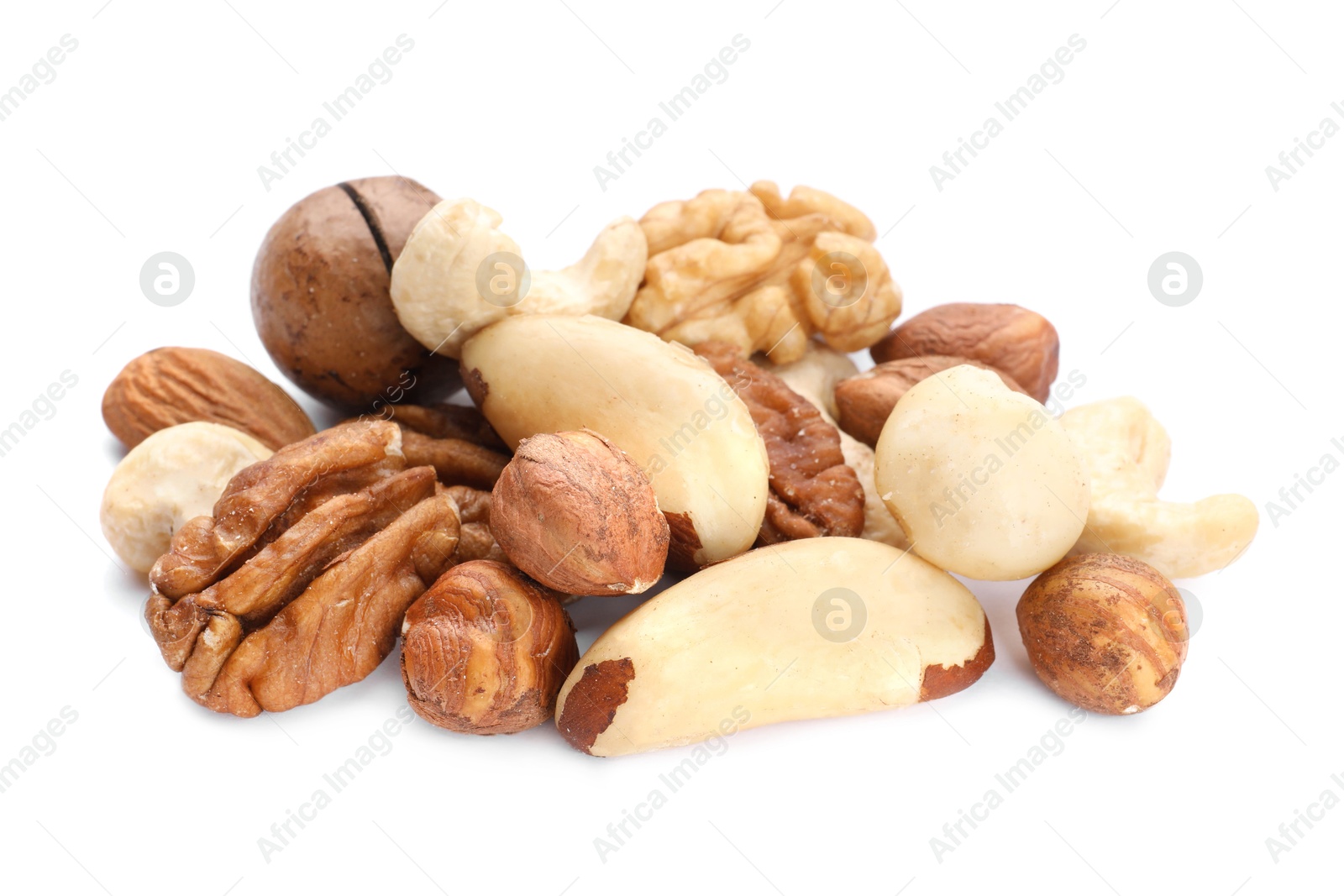 Photo of Mix of different nuts isolated on white