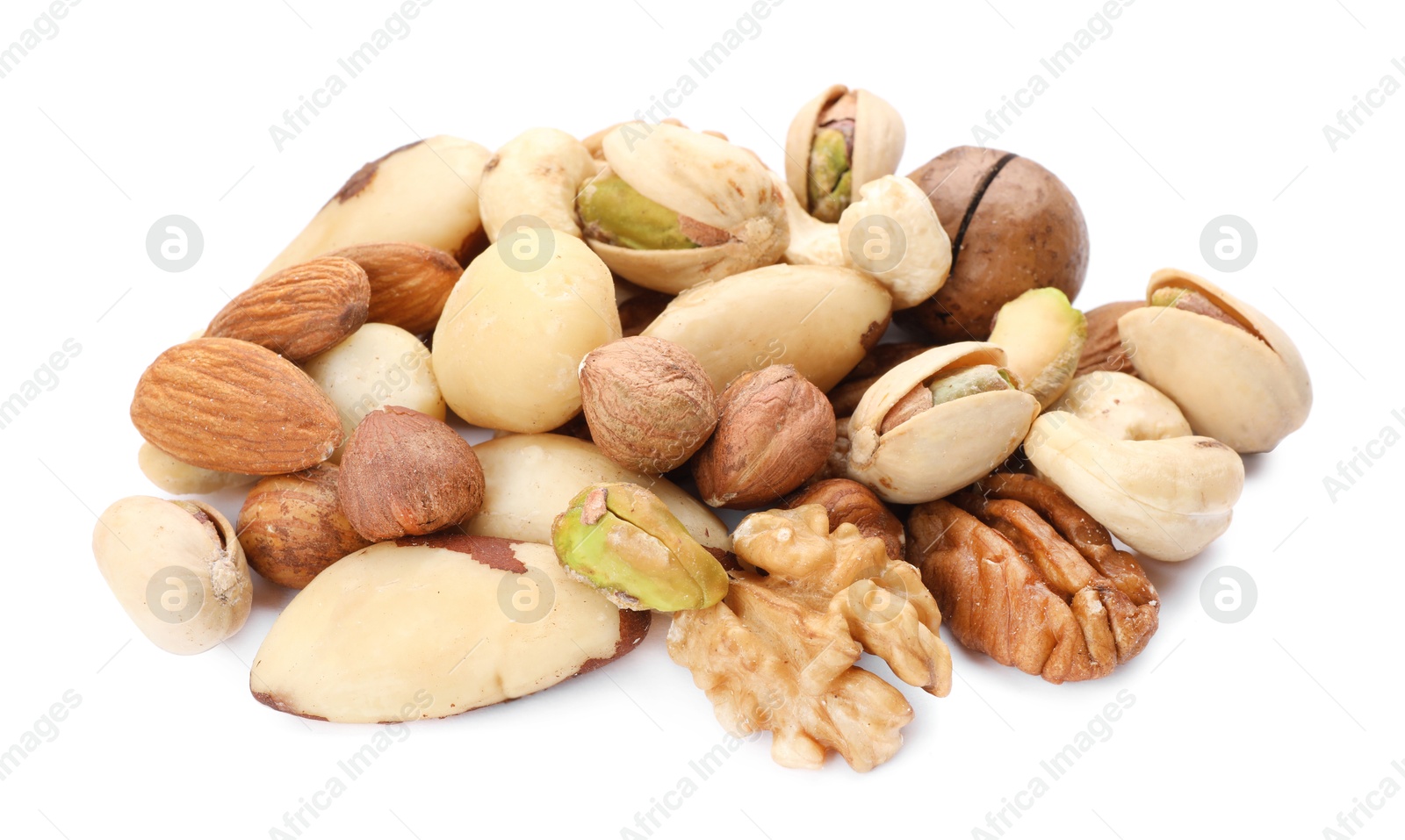 Photo of Mix of different nuts isolated on white
