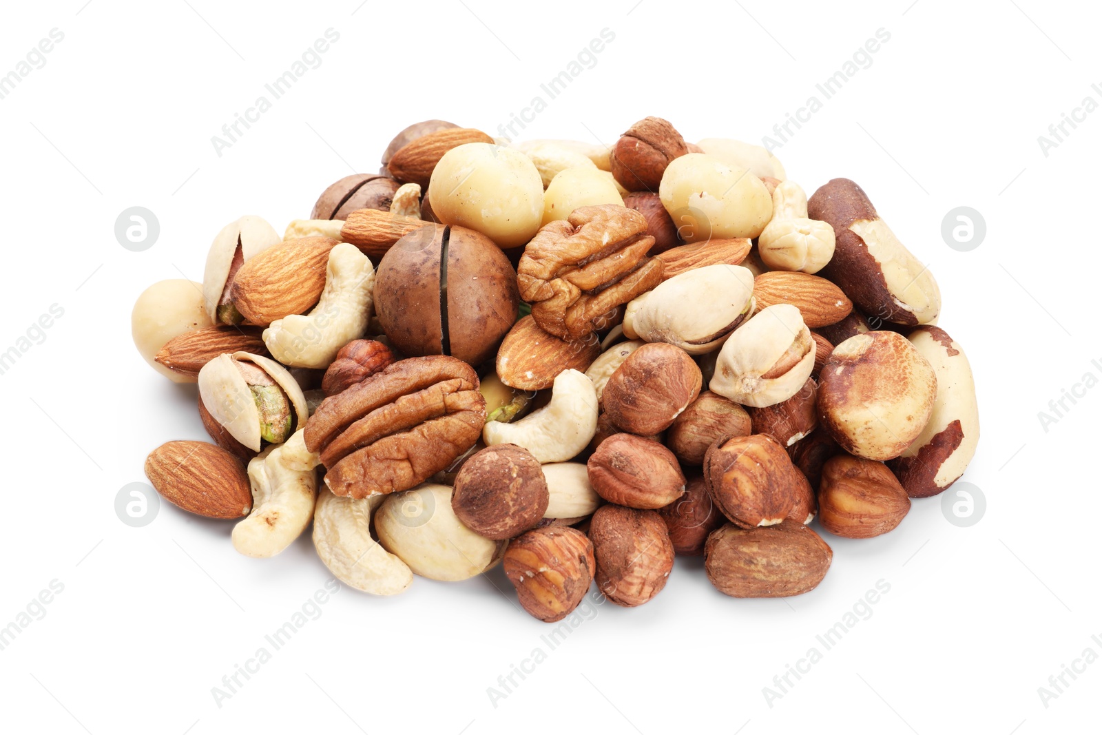 Photo of Mix of different nuts isolated on white