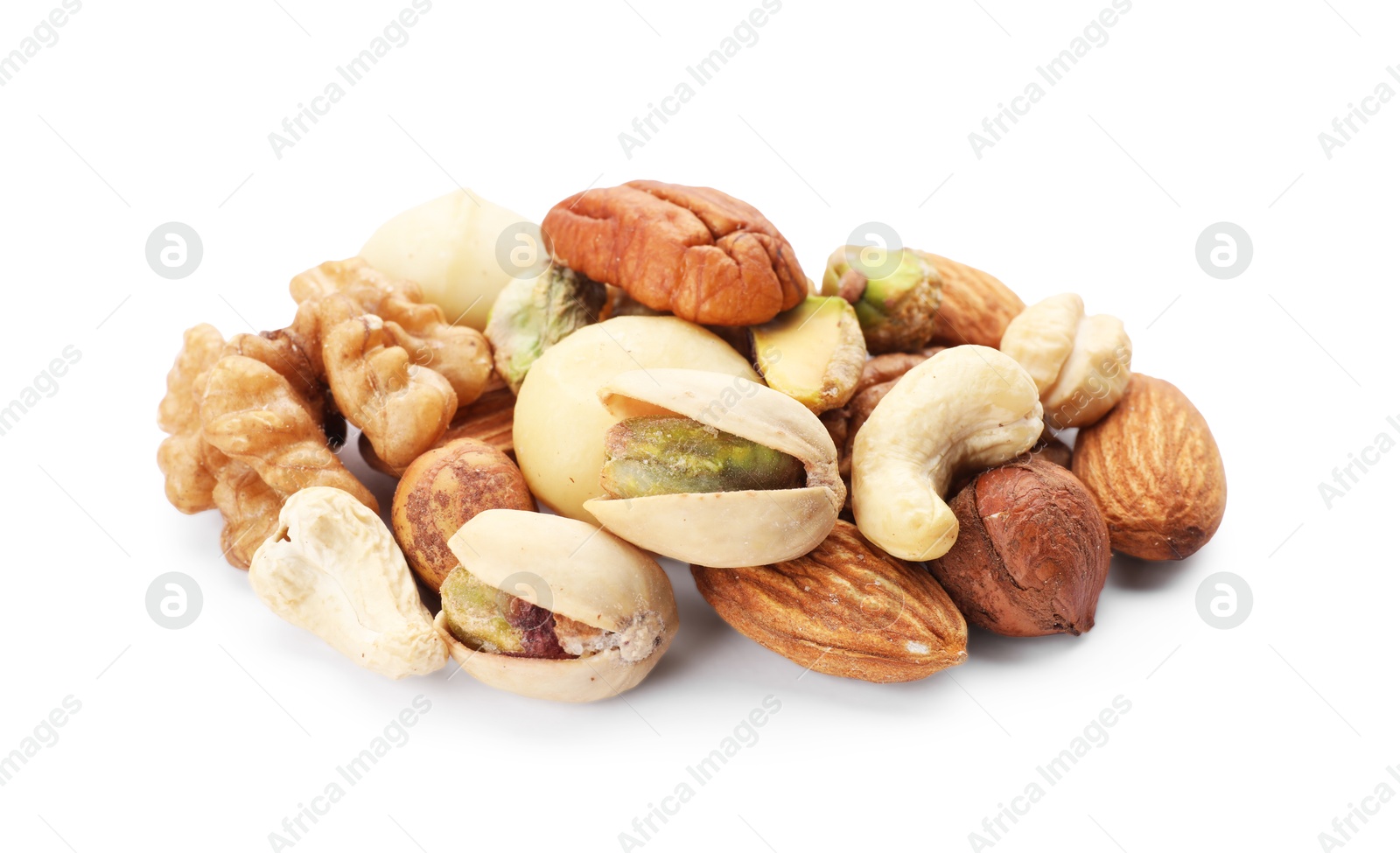 Photo of Mix of different nuts isolated on white