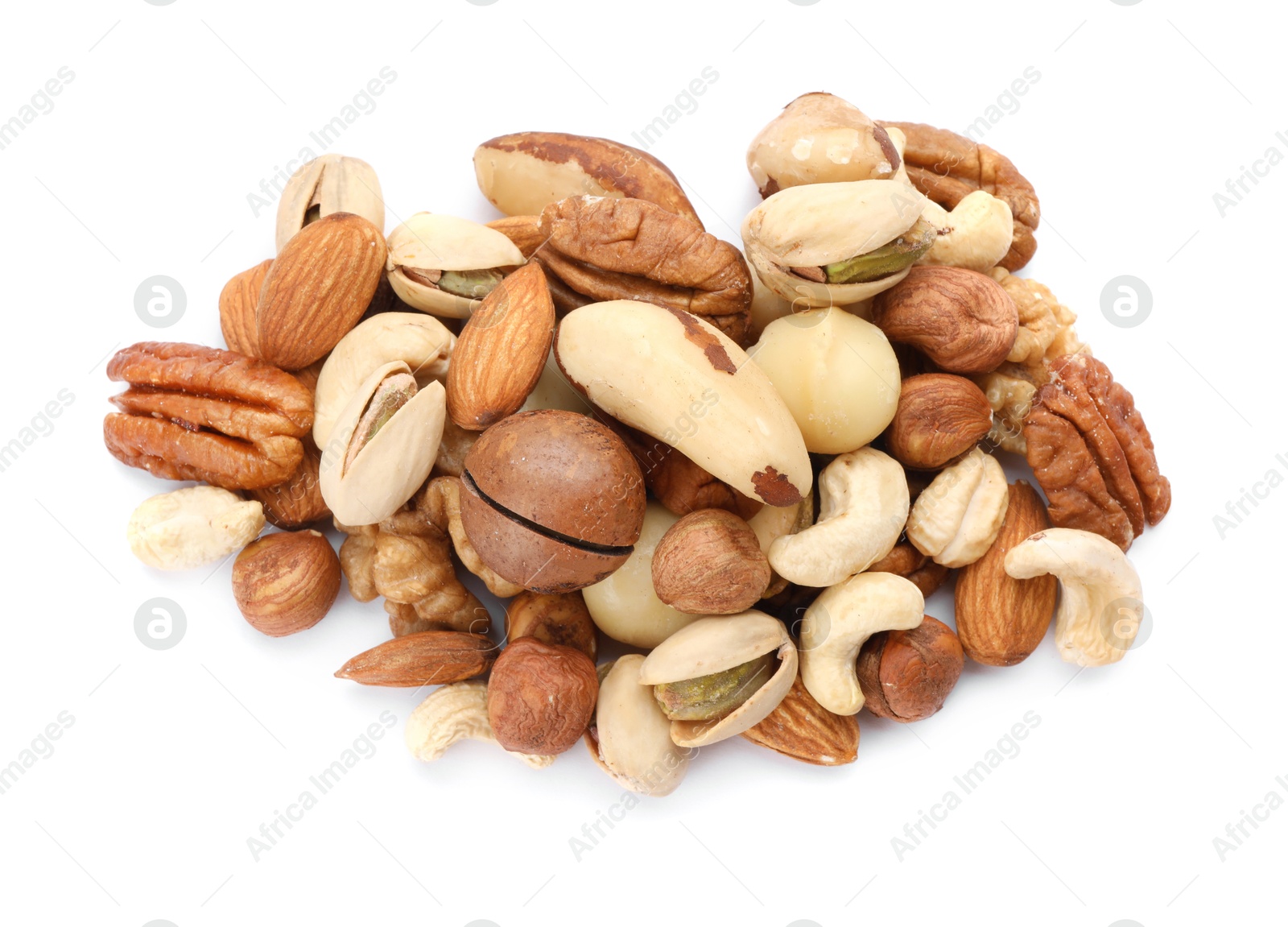 Photo of Mix of different nuts isolated on white