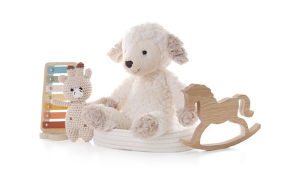 Photo of Many different children's toys isolated on white