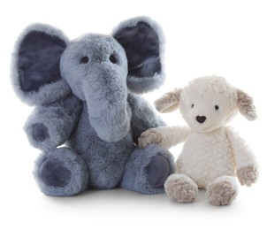 Photo of Toy elephant and sheep isolated on white