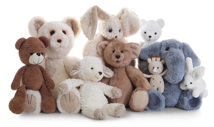 Photo of Many different children's toys isolated on white
