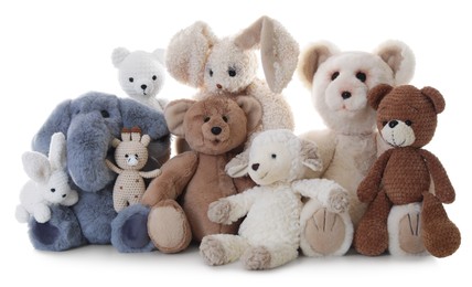 Photo of Many different children's toys isolated on white