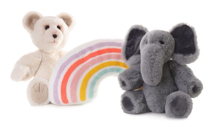 Photo of Three different soft toys isolated on white