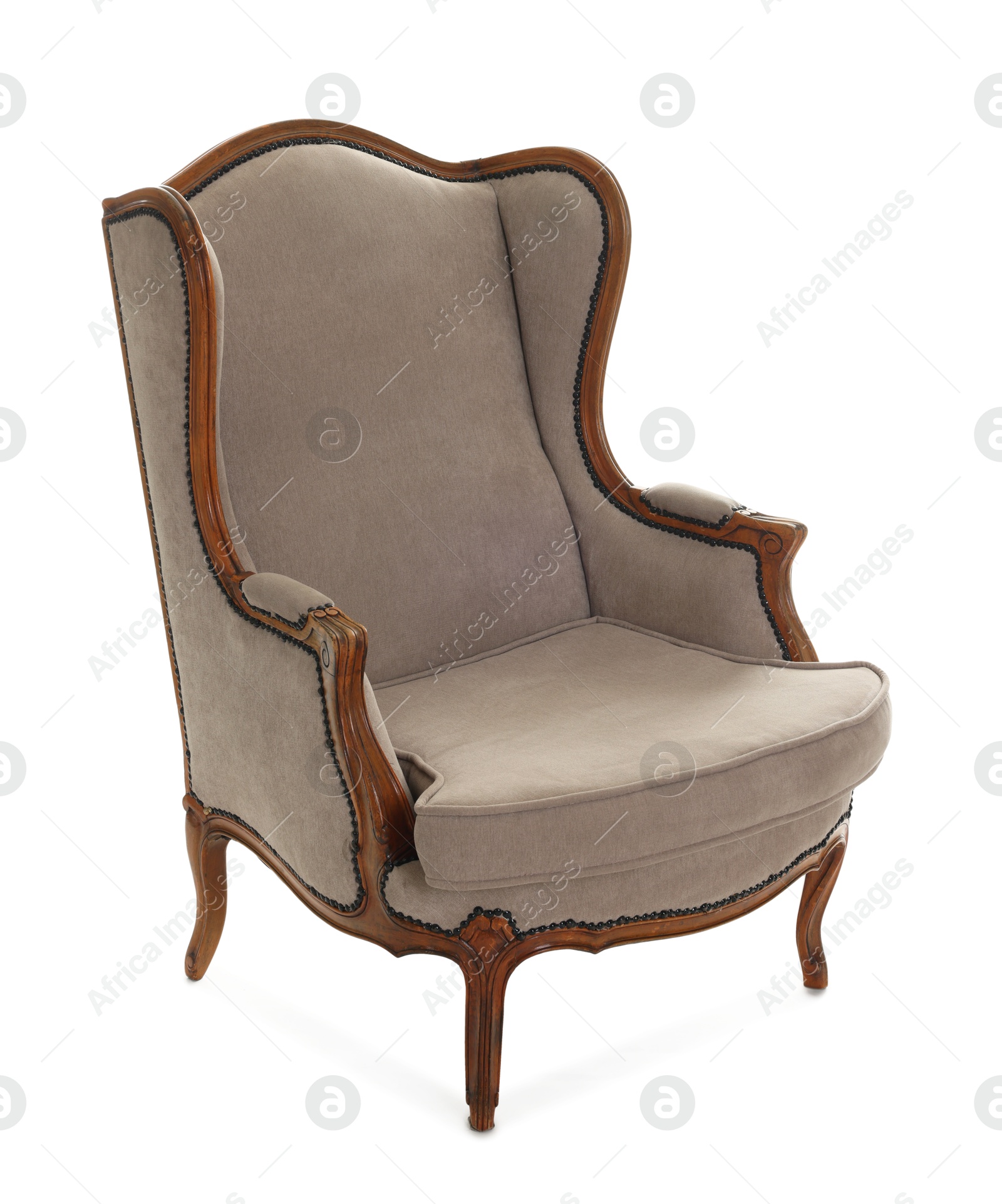 Photo of One stylish armchair isolated on white. Used stuff