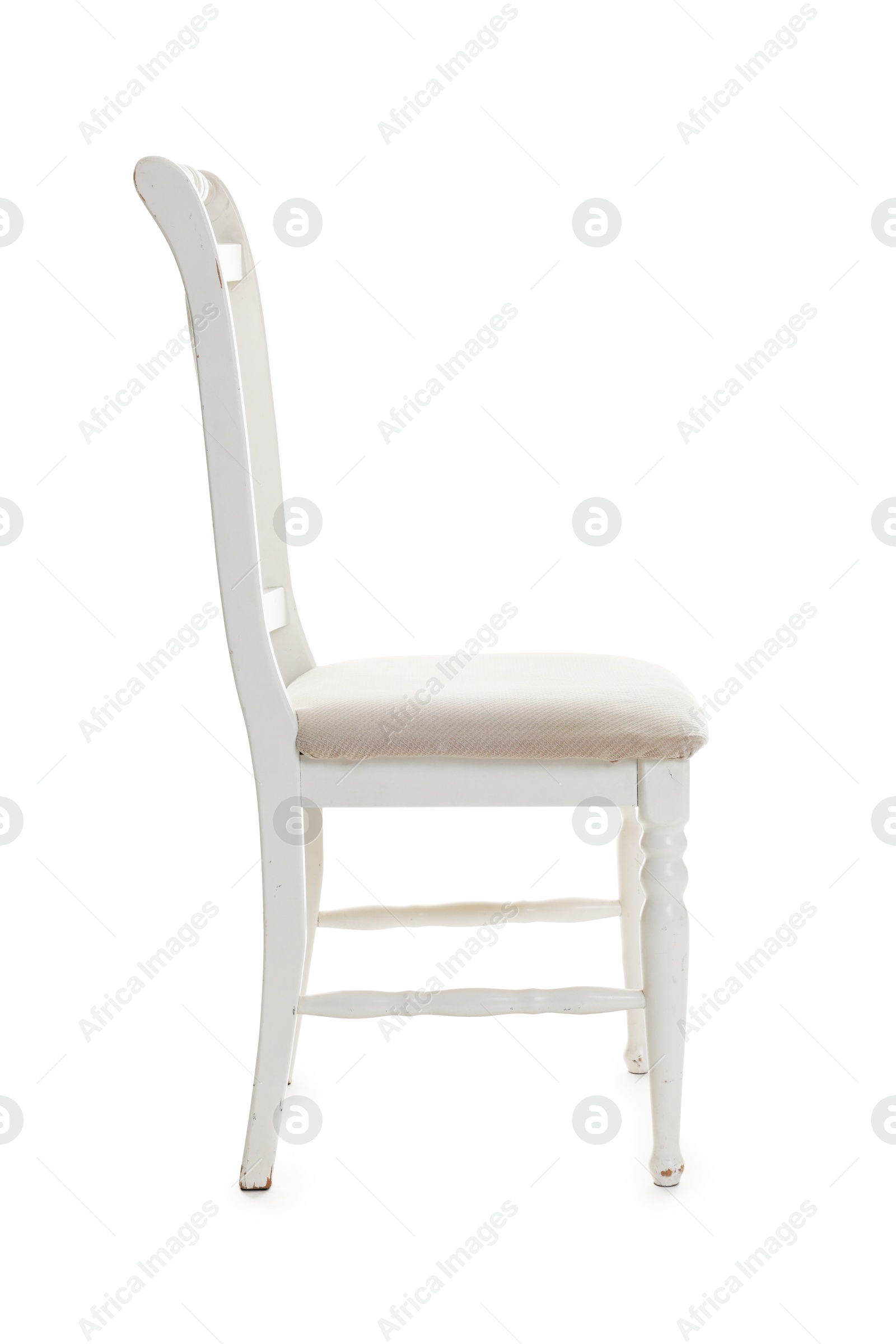 Photo of Stylish chair isolated on white. Used stuff